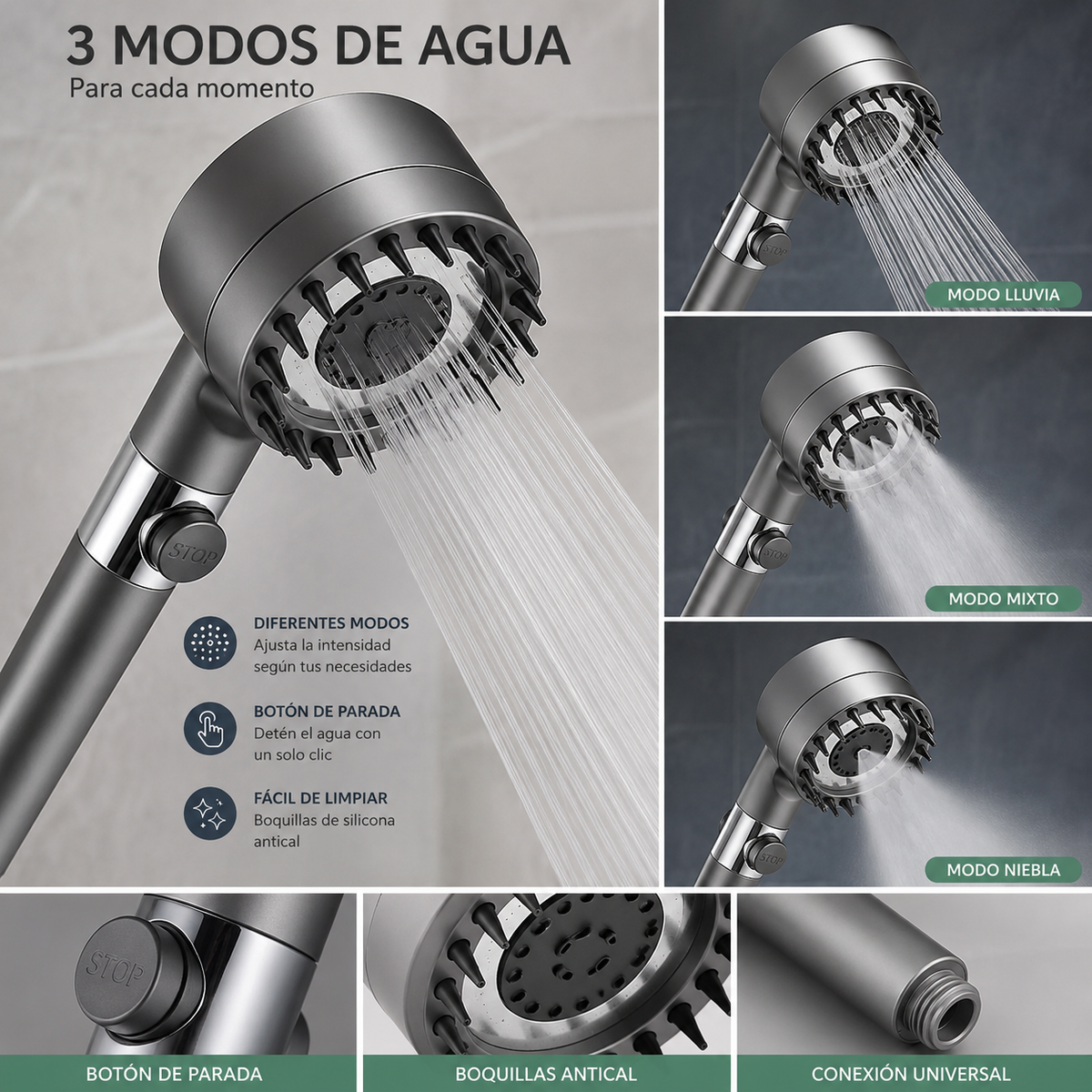 Cabezal de ducha de alta presión con filtro