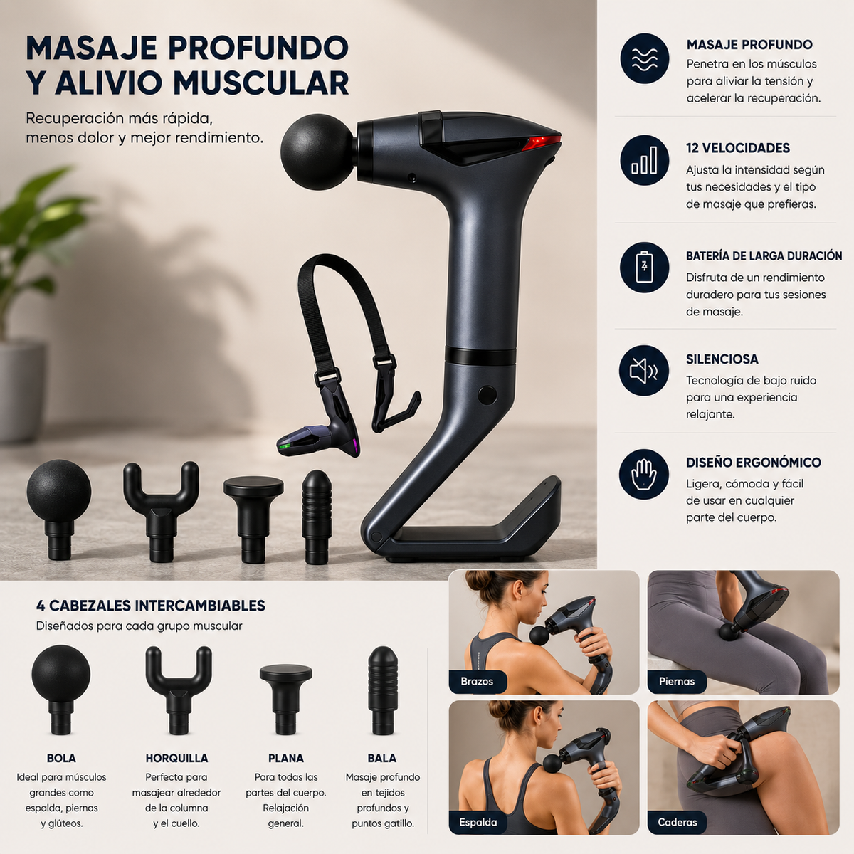 Pistola Masajeadora Multifunción